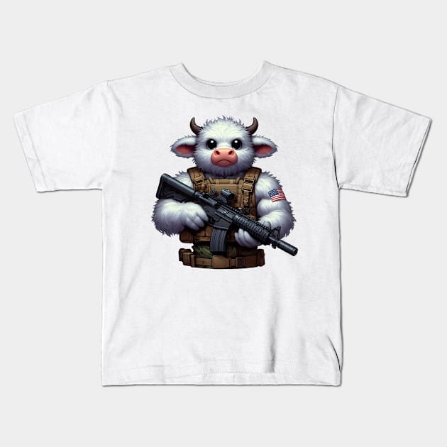 Fluffy Cow Kids T-Shirt by Rawlifegraphic